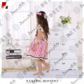 Pink stripes chest embroidery cute girl dress